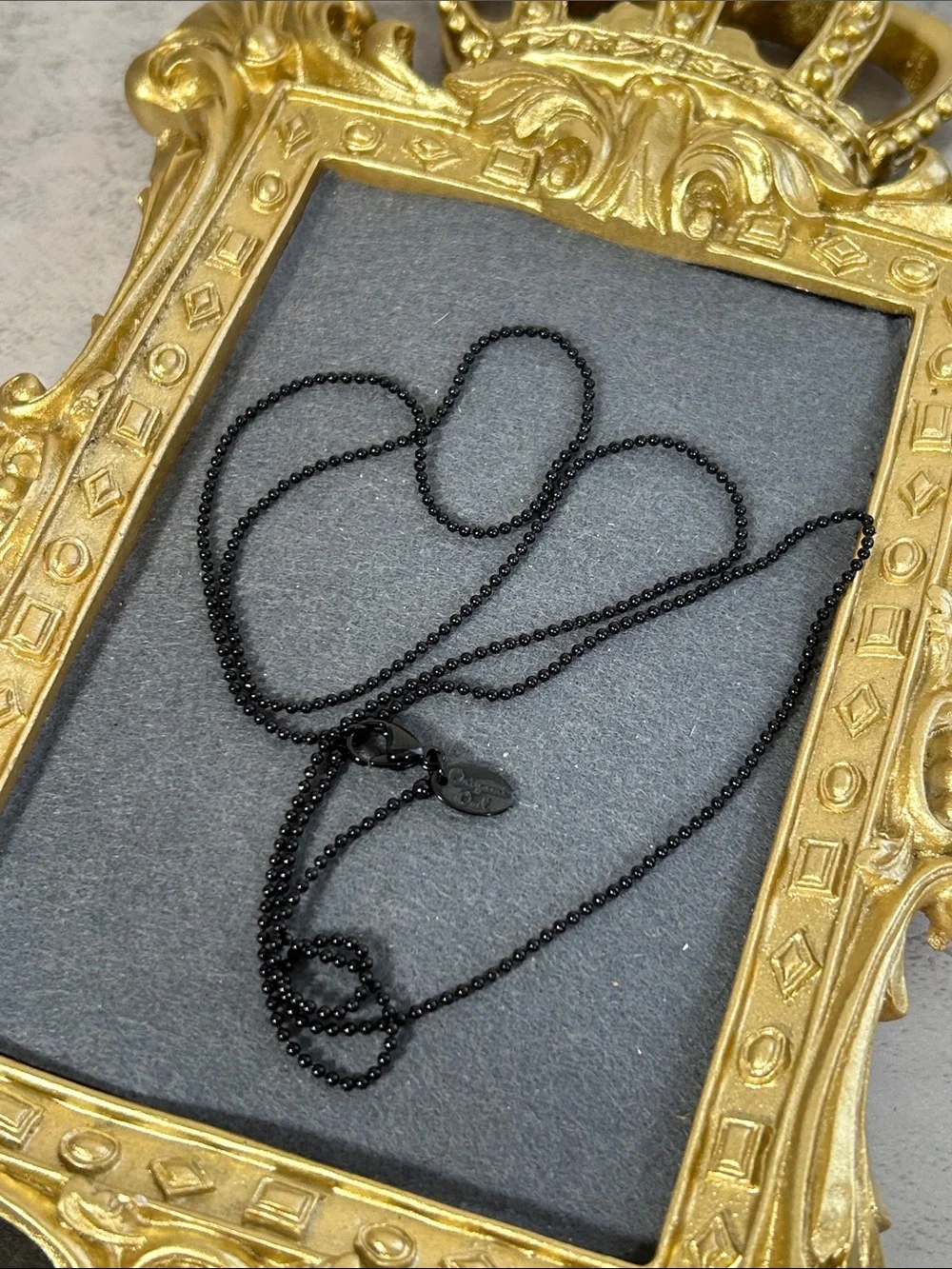 Black Beaded Ball Chain Necklace